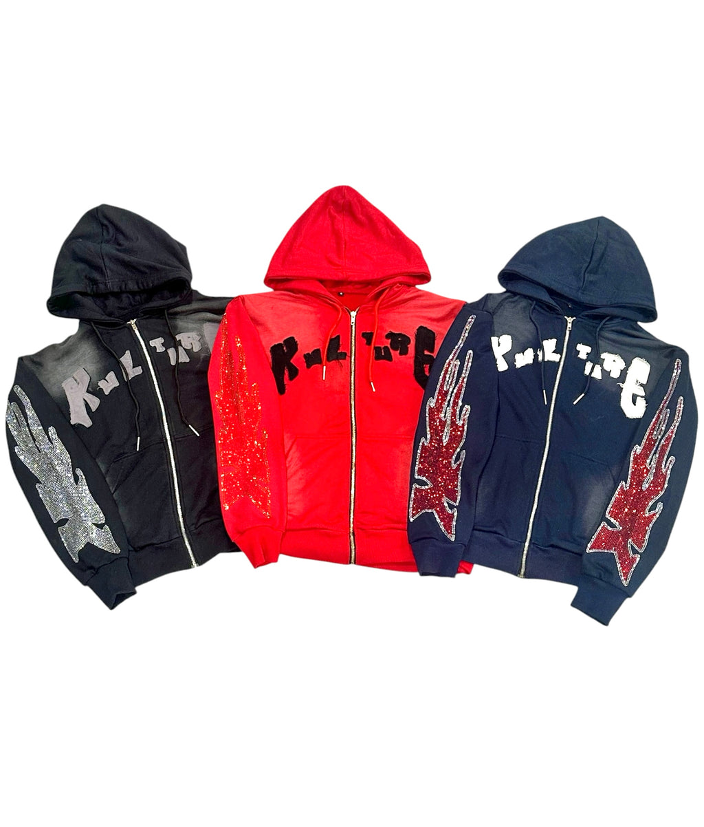 Rhinestone Flame Hoodie