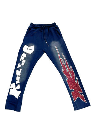 Rhinestone Flame Sweatpants
