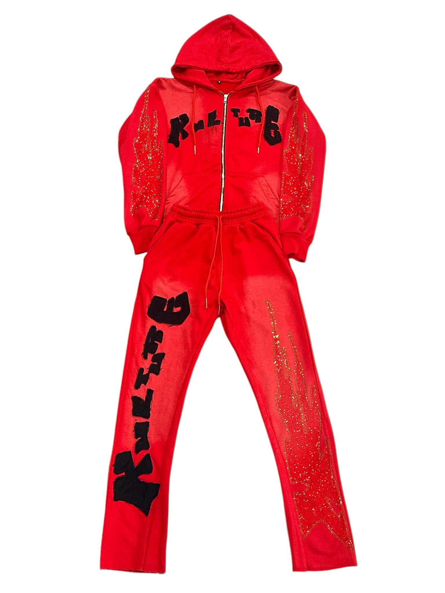 Rhinestone Flame Sweatpants