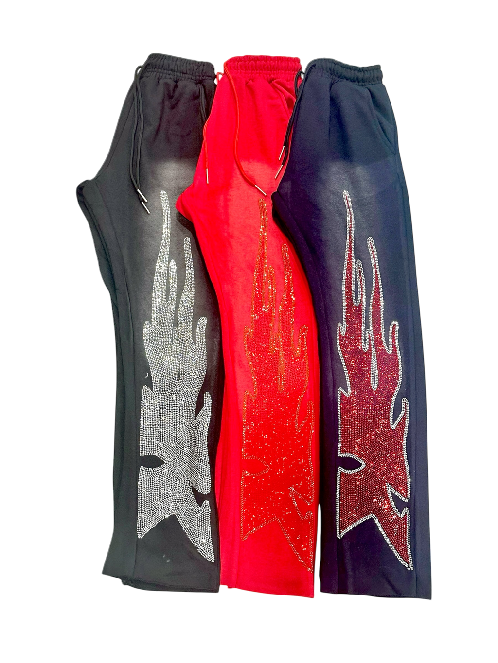 Rhinestone Flame Sweatpants
